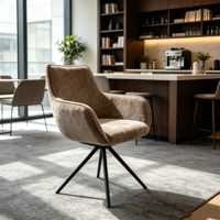 Fauteuil pivotant en tissu de qualité supérieure avec siège rembourré doux, dossier haut et base étoile en métal stable pour salon et maison