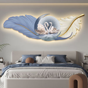 <span class=keywords><strong>Moderno</strong></span> <span class=keywords><strong>soggiorno</strong></span> dipinto decorativo <span class=keywords><strong>con</strong></span> luce a Led pittura appesa <span class=keywords><strong>con</strong></span> piume di pittura divano sfondo murale - Product Image 6