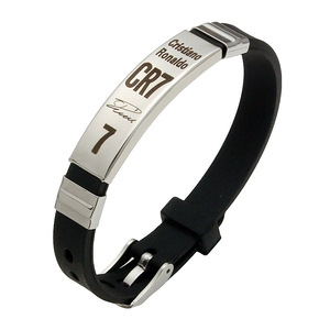 Conjunto de Collar y Pulsera Unisex de Acero Inoxidable y Bambú, Joyería para Aficionados al Fútbol, Estrella del Fútbol <span class=keywords><strong>CR7</strong></span>, Colgante con Dije Iced, Estilo Hip Hop - Product Image 6
