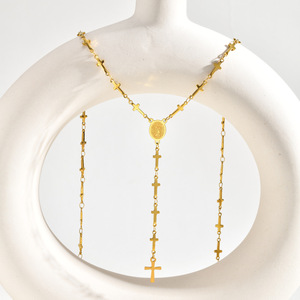 Collar Religioso <span class=keywords><strong>de</strong></span> Cadena Larga Chapado en Oro <span class=keywords><strong>de</strong></span> Acero Inoxidable con la Virgen <span class=keywords><strong>de</strong></span> Guadalupe, <span class=keywords><strong>Rosario</strong></span> Católico - Product Image 6