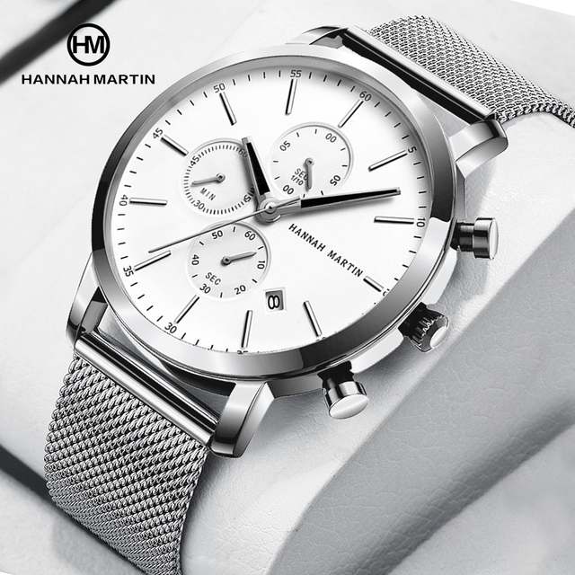 Hannah Martin Factory Custom Logo Luxury Chronograph Watch for Men Wholesale Fashion Japan Quartz Movement Multifunctional Watch