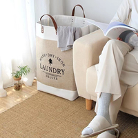 Panier à linge pliable Zuijia de style moderne en toile de coton imprimée, écologique, avec poignées