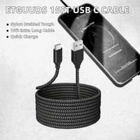 Câble USB 2.0 Type-C tressé en nylon de 4,5 m à charge rapide pour Note, Moto, Google, appareil photo et appareils USB-C