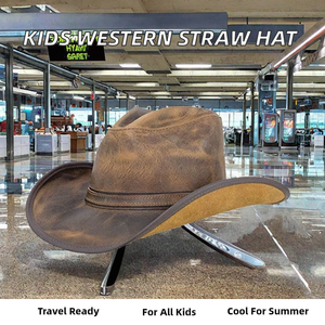 Sombrero de Vaquero de Papel con Estrella del Oeste para Niños, Diseño Liso, Unisex, para Deportes al Aire Libre, Viajes, Uso Casual en Verano - Product Image 2