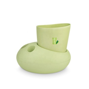 WANFU Bathroom Bamboo Fiber Plastic Toothbrush Holder with Cup Hand Wash Lotion Plastic Bottle Holder Cup