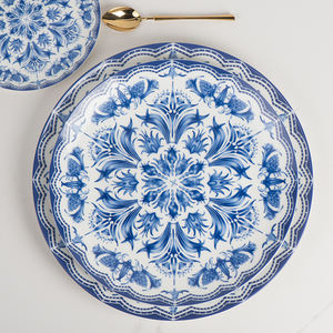 Juego de vajilla de cerámica azul <span class=keywords><strong>y</strong></span> blanca, platos de cena bonitos, modernos, baratos - Product Image 5