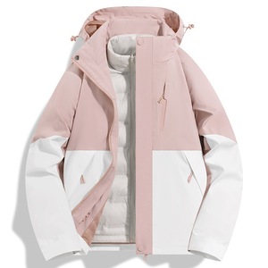 เสื้อแจ็คเก็ตกันลมแบบ 3-in-1 สำหรับผู้หญิง บุด้วยขนเป็ด พร้อมซับในถอดได้ แขนยาว สไตล์ชุดทำงาน - Product Image 1