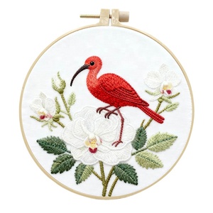 Kit de broderie artisanal en coton avec fils en polyester pour tableaux suspendus DIY, motifs floraux pour salon, travaux d'aiguille - Product Image 5