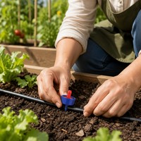 Kit d'irrigation goutte à goutte pour jardin : Émetteur réglable en plastique à barbelures, connecteur de tube de 1/4 pouce avec contrôle du débit