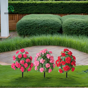 Boule topiaire de géraniums artificiels Bush facile à pousser dans le sol arbuste fleur en pot pour jardin en pot maison porche porte d'entrée décor - Product Image 4