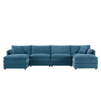 Modernes Modulares Ecksofa Tiefe Breite Sitzfläche U-förmiges Cloud-Sofa-Set Doppelte Kissen 6-Sitzer Chenille-Ecksofa Beweglich