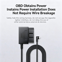 Kit de câblage universel OBD compatible avec la caméra embarquée 70mai, 5V2.5A, protection contre les basses tensions, câble d'alimentation pour surveillance de stationnement OBD