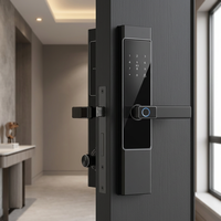 Serrure de porte intelligente noire, empreinte digitale, mot de passe, carte, entrée sans clé, contrôle par application, pour appartement, maison d'hôtes, hôtel
