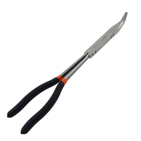 Pince à bec longue courbée à double articulation, en acier au carbone, 13 pouces, entièrement polie, pour usage professionnel et DIY, facile à utiliser