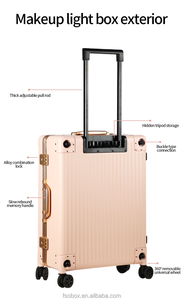 OBOX Top Vente Professionnel Cosmétique <span class=keywords><strong>Valise</strong></span> Roulante LED Éclairé HD Miroir Maquillage Train Cas Pliant <span class=keywords><strong>Coiffure</strong></span> Station PC - Product Image 4