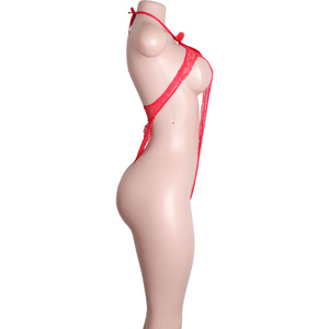 Ensemble de lingerie teddy en dentelle transparente à lacets, mini-robe à bretelles, costume de <span class=keywords><strong>danseuse</strong></span> <span class=keywords><strong>érotique</strong></span>, tenue de club, tenue de pole dance, strass exotique - Product Image 5