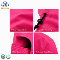 Cagoule rose vif personnalisée en usine, résistante à l'eau, avec cordon de serrage, masque facial pour le ski, avec étiquette privée OEM ODM, vente en gros hiver