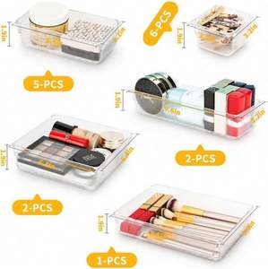 Organisateur de tiroir de bureau transparent en plastique, fournitures de bureau, cosmétiques, contrôle du désordre, séparateurs multi-sections, modèle USA 823 Usa - Product Image 2