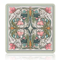 Tapis de mahjong rétro à motifs de fleurs et d'oiseaux, antidérapant, réduction du bruit, tapis de table carré pour mahjong américain