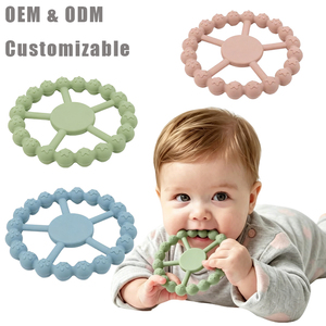 Anneau de <span class=keywords><strong>dentition</strong></span> pour bébé en silicone souple de qualité alimentaire, sans BPA, écologique, jouet à mâcher en forme de volant pour soulager les douleurs de la <span class=keywords><strong>dentition</strong></span> - Product Image 1