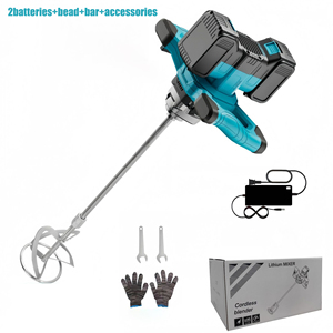 Mezcladora de pintura y mortero portátil de 6 velocidades ajustables, mezcladora de concreto inalámbrica con motor sin escobillas de cobre, batidora manual. - Product Image 3