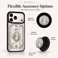 Étui de téléphone miroir personnalisé haut de gamme avec support magnétique ou sangle pour téléphone, coffret cadeau, illustration personnalisée pour iPhone 16 17 18 Pro Max