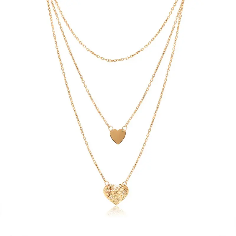 Pushi joias com 3 camadas colar, pingente de coração camafeu, colar feminino, dia dos namorados, mãe, presentes, moda multicamada