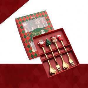 Novelty Beautiful and Exquisite Christmas Tree Forks and Santa Claus Spoons Six Piece Set for Hot Christmas Packaging <b>Gift</b> <b>Box</b> - Product Image 3