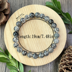 สร้อยข้อมือลูกปัดหลอดเลือดดำมังกรดำธรรมชาติขนาด8มม. เครื่องประดับจักระสำหรับเปิดใช้งานที่คอเพื่อเสริมความแข็งแรงภายใน - Product Image 6