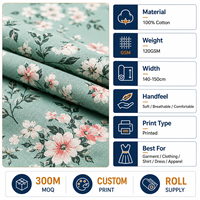 Tissu tissé 100 % coton imprimé sur toute la surface, 120 GSM, pour chemises, blouses, jupes et vêtements de plage pour filles et garçons, en rouleau en gros