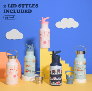 Per <span class=keywords><strong>bambini</strong></span> graziosa bottiglia d'acqua 350ml bottiglia sottovuoto stampata in acciaio inossidabile Mini fiaschetta isolata con doppio coperchi per il ritorno a scuola - Product Image 2