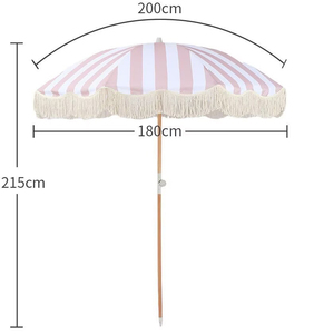 Parasol en bois à franges pour extérieur, protection solaire, plage, bord de mer, piscine, cour, camping - Product Image 4