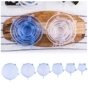 Flexible de silicona transparente comida fresca secreto sello cubierta Strech <span class=keywords><strong>tapas</strong></span> <span class=keywords><strong>6</strong></span> Paquete de microondas reutilizable elástica de silicio tapa - Product Image 3