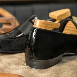 Mocassins en cuir verni, Chaussures en cuir décontractées pour affaires, Chaussures à bout rond pour hommes, Chaussures habillées pour hommes, Salopette noire - Product Image 5