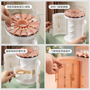 HeDou Five Layer Cosmetic Storage Box White Pink Transparent Jewelry Organizer Desktop High Capacity Double Opening - Product Image 2