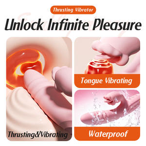 Vibromasseurs point G, stimulateur clitoridien <span class=keywords><strong>en</strong></span> forme de langue, jouet sexuel rose, godemichés avec 9 modes de vibration, 9 modes de poussée et de léchage, jouets sexuels pour couples - Product Image 5