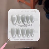 Faux ongles en acrylique multicolores œil de chat, courts, forme amande, 10 pièces, pré-dessinés, réutilisables, couvrance totale