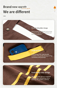 Delantales de <span class=keywords><strong>Chef</strong></span> Personalizados con Logotipo, Impermeables, de Lona, Unisex, para Adultos y Niños, con Doble Correa para el Hombro, Bolsillos Grandes, para Cafetería y <span class=keywords><strong>Cocina</strong></span> - Product Image 4