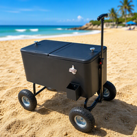 Glacière portable en métal avec roues pour le camping