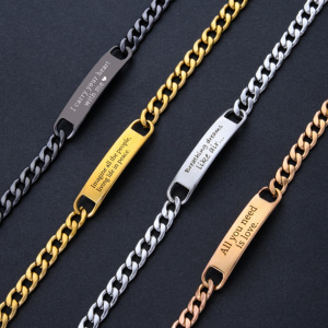 Vòng tay tình bạn bằng thép không gỉ mạ vàng Ywganggu, khắc chữ tùy chỉnh, dành cho nam nữ, quà tặng khuyến mãi - Product Image 1