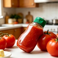 Botella de Plástico PP con Tapa Abatible de 415 ml, Botella para Salsa Picante