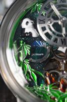 Montre mécanique squelette Panda Relief pour homme, boîtier de luxe Satellite Planet, bracelet incurvé en acier inoxydable ajouré, résistante à l'eau