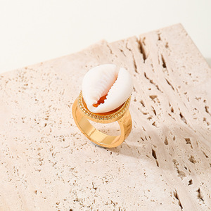 Zooying réglable cauri coquille anneau 18K or argent plaqué cuivre <span class=keywords><strong>bohème</strong></span> <span class=keywords><strong>Style</strong></span> côtier empilable pour les femmes cadeau de <span class=keywords><strong>mariage</strong></span> - Product Image 2