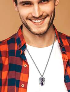 Merryshine argento placcato rame Design personalizzato drago 3D animale ametista ossidiana gioielli ciondolo produttore collane - Product Image 4