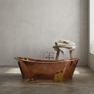 Bañera Independiente de Cobre con Acabado Martillado Antiguo, Rectangular, con Tapa, para Baño en Casa-I H C - Product Image 1