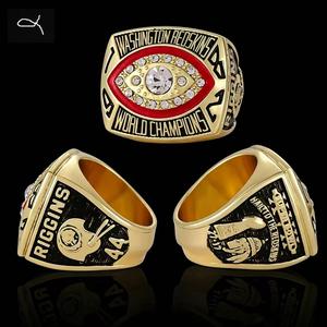Anello Personalizzabile all'Ingrosso dei Washington Redskins Campioni del 1982, Placcato Argento 925, Stile Hip-Hop e Rock, con Cristalli e Strass - Product Image 1