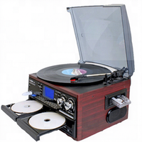 Reproductor de Discos de Vinilo TODO EN UNO 2018 con Grabación en CD Doble, USB, Radio y Cassette