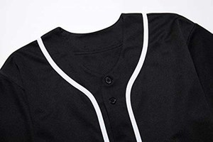 Men's Short Sleeve <b>Baseball</b> Jersey Button Front Moisture Wicking Regular Fit Solid Color Sports Apparel - Product Image 6