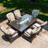 Ensemble moderne de meubles en rotin pour l'extérieur chaises de patio en osier avec table de foyer ensembles de table et de chaises de jardin