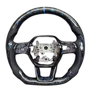 Nouveau produit phare : Volant de voiture en cuir perforé et fibre de carbone forgée pour Honda Civic 11e génération - Product Image 1